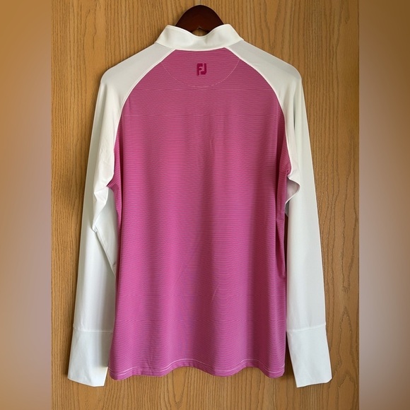 FootJoy | Women’s SZ XL | Long Sleeve 1/4 Zip Golf Shirt | Pink White | EUC - Picture 2 of 11